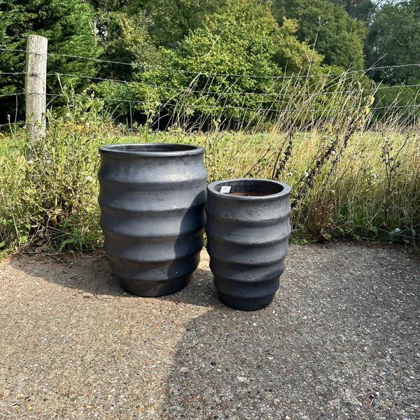 Glazed Ceramic Bosna Hi Round Pot - Charcoal